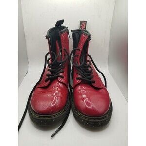 Dr Martens Delaney Mid Zip Up Kids Size 3 Classic Burgundy Leather Boots Lace Up
